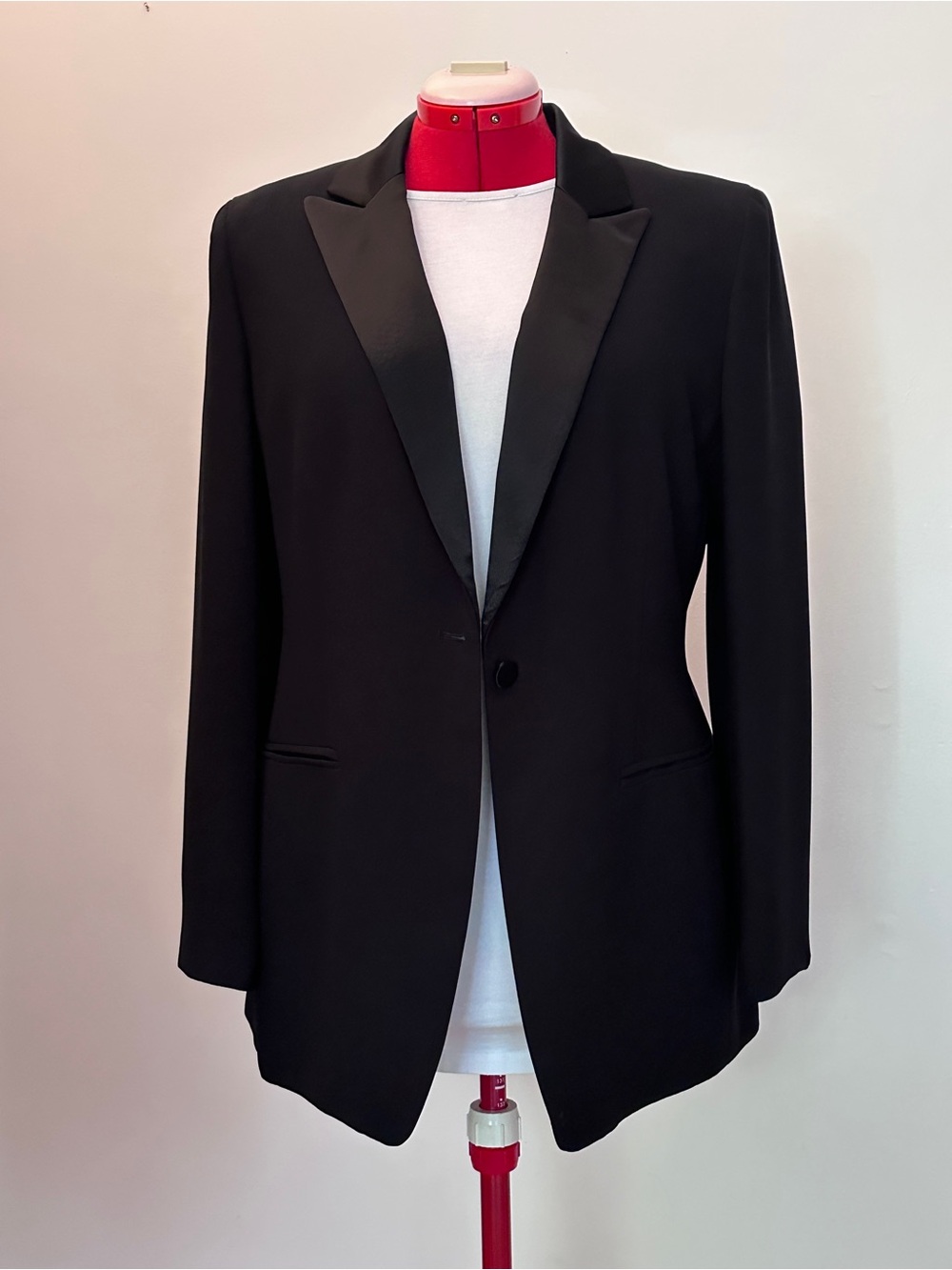 Jones New York Black One-Button Blazer Jacket Size 14 Classic Career Office